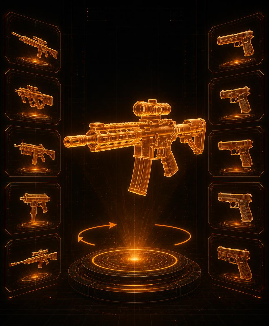 Holographic firearm catalog view — Rifle